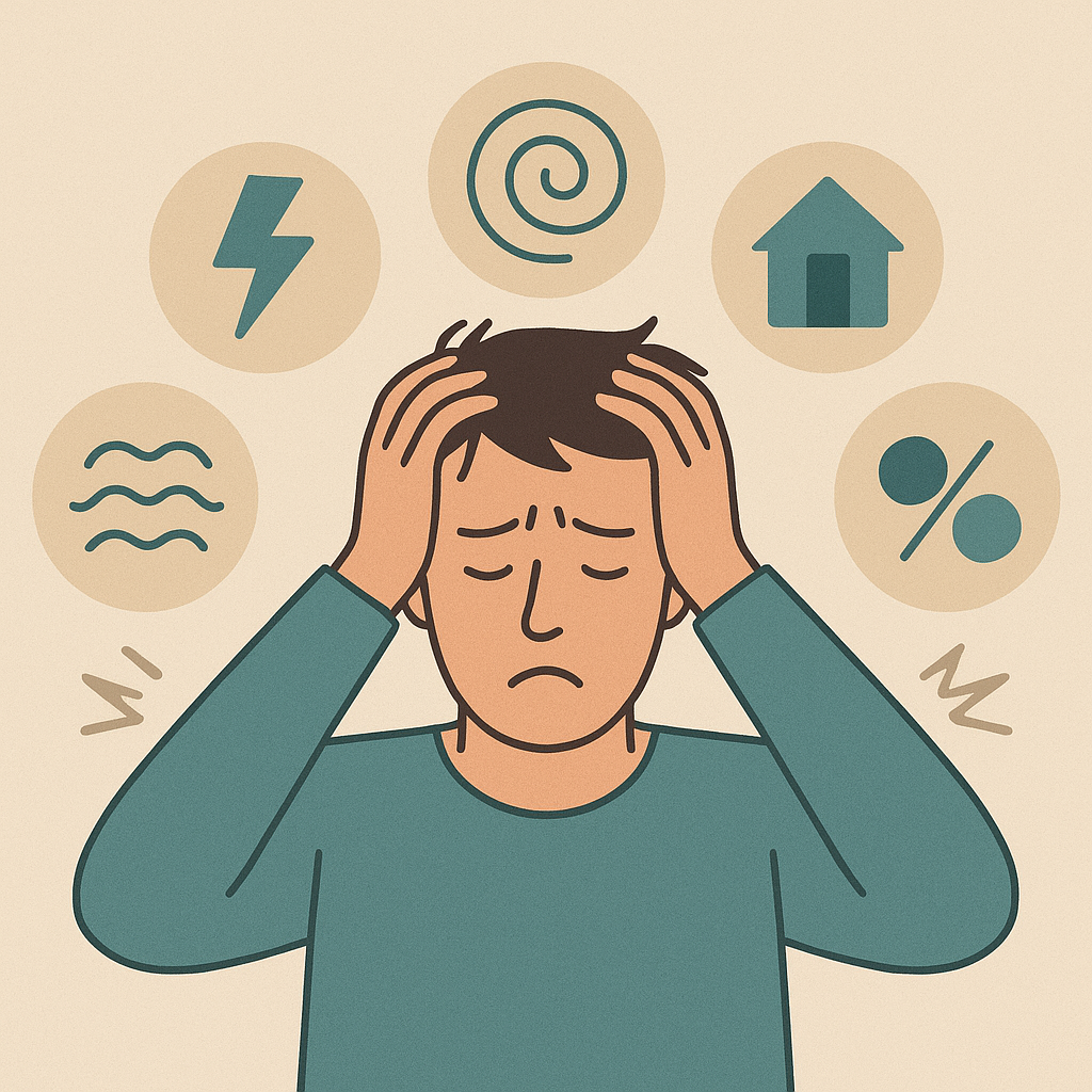 Rappresentazione visiva del disturbo ossessivo compulsivo, con paziente sopraffatto da pensieri ricorrenti, trattamento con psicoterapia cognitivo comportamentale.