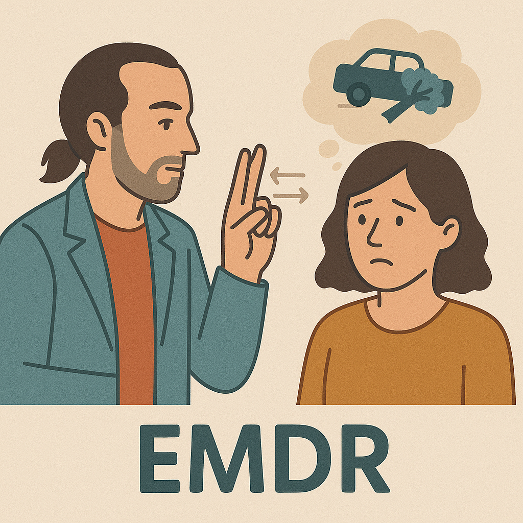 Seduta di terapia EMDR con psicologo per rielaborazione di esperienze traumatiche, approccio evidence-based per ansia, stress post-traumatico e traumi emotivi.