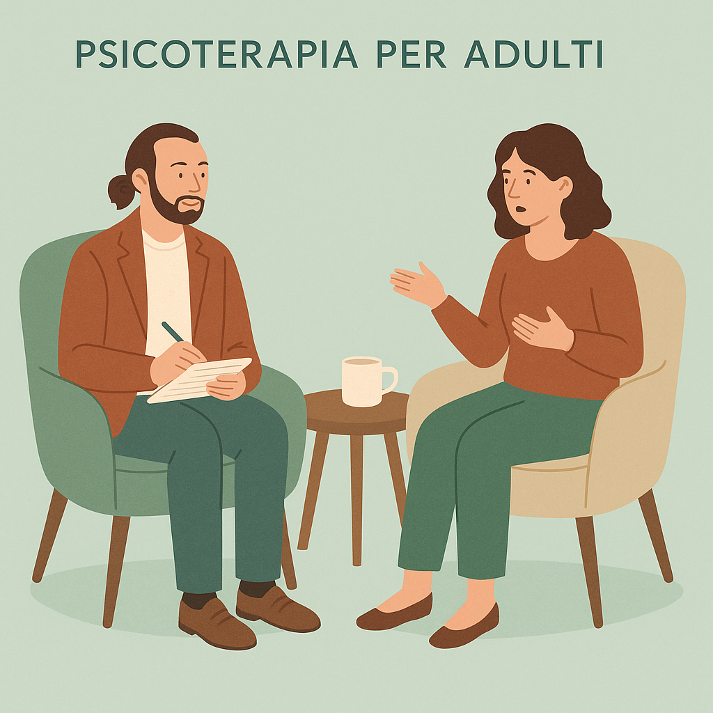Psicologo cognitivo comportamentale in seduta di psicoterapia con una donna adulta, approccio evidence-based per ansia, depressione e disturbi emotivi.